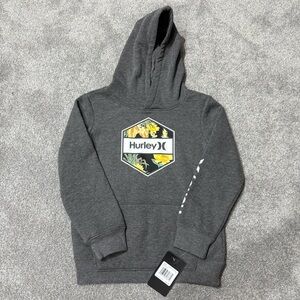 NWT Hurley Floral Charcoal Heather Pullover Hoodie with Pocket boys size 7